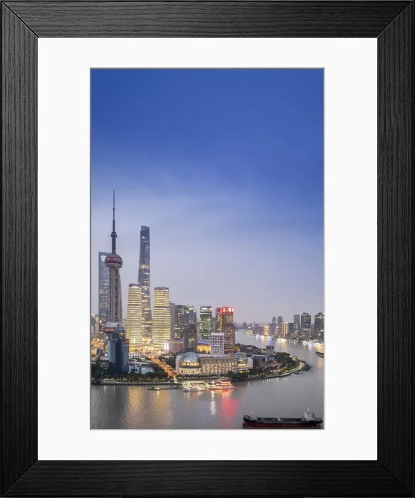 Framed Print : Asia, China, Shanghai municipality, Shanghai city, night time shot