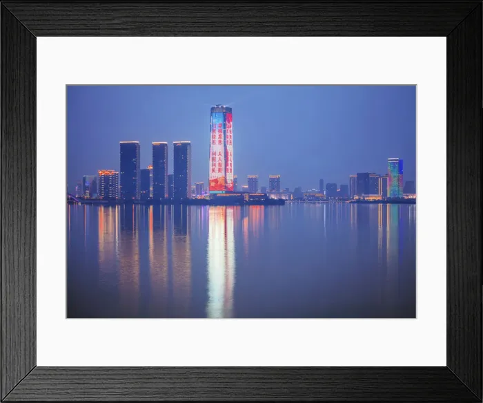 Framed Print : Asia, China, Jiangsu province, the skyline of Yixing city with Lake Taihu in Framed Print : Asia, China, Jiangsu province, the skyline of Yixing city with Lake Taihu in