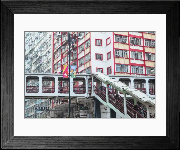 Framed Print : Footbridge and apartments, North Point, Hong Kong Island, Hong Kong Framed Print : Footbridge and apartments, North Point, Hong Kong Island, Hong Kong