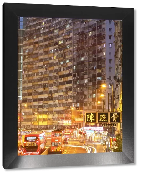 Apartments and traffic at dusk, North Point, Hong Kong Island, Hong Kong