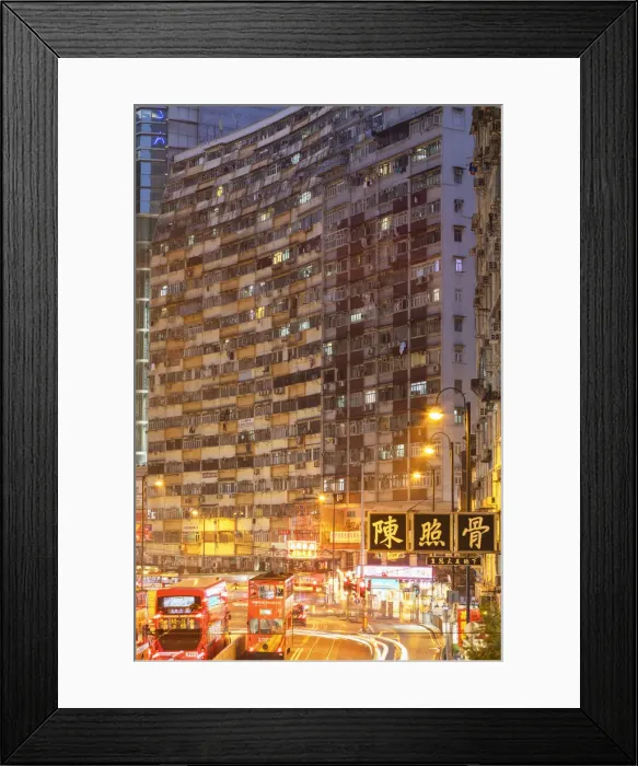 Framed Print : Apartments and traffic at dusk, North Point, Hong Kong Island, Hong Kong Framed Print : Apartments and traffic at dusk, North Point, Hong Kong Island, Hong Kong