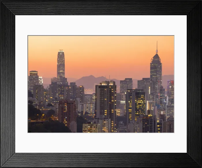 Framed Print : Hong Kong Island skyline at sunset, Hong Kong Framed Print : Hong Kong Island skyline at sunset, Hong Kong