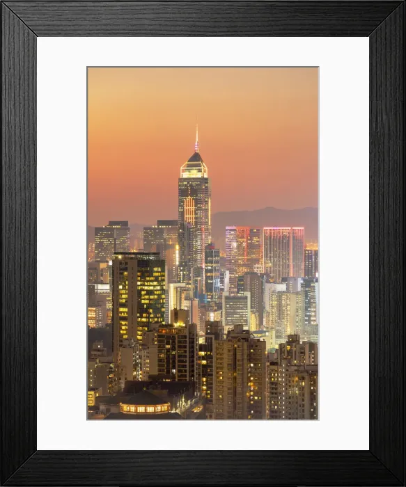 Framed Print : Hong Kong Island skyline at sunset, Hong Kong Framed Print : Hong Kong Island skyline at sunset, Hong Kong