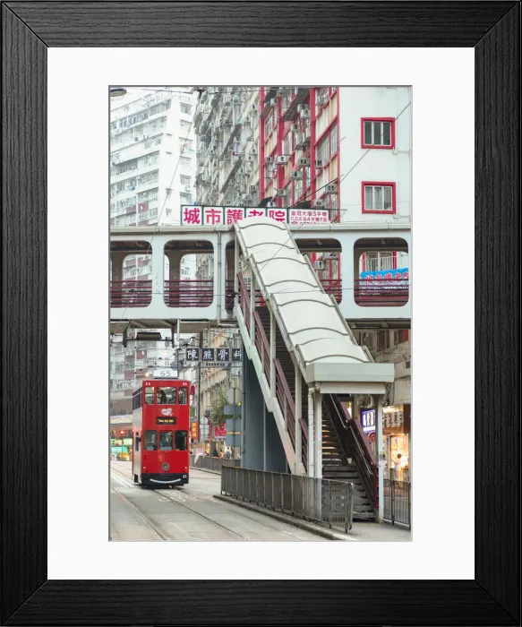 Framed Print : Footbridge and tram, North Point, Hong Kong Island, Hong Kong Framed Print : Footbridge and tram, North Point, Hong Kong Island, Hong Kong