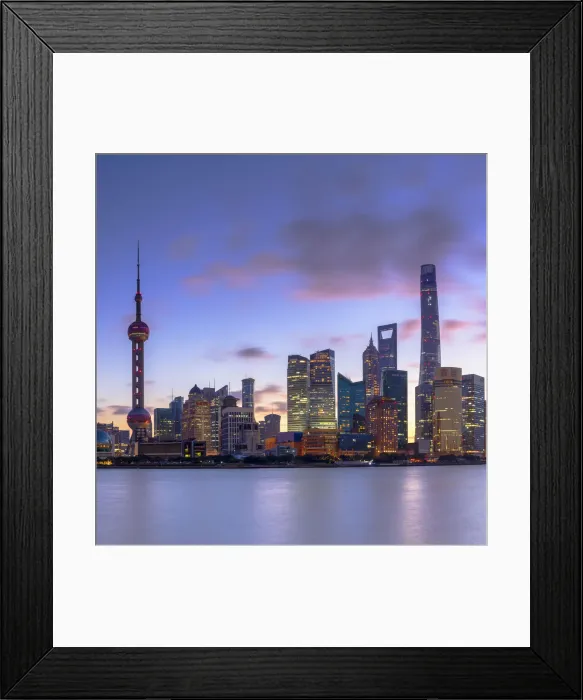 Framed Print : Skyline of Pudong at sunrise, Shanghai, China Framed Print : Skyline of Pudong at sunrise, Shanghai, China