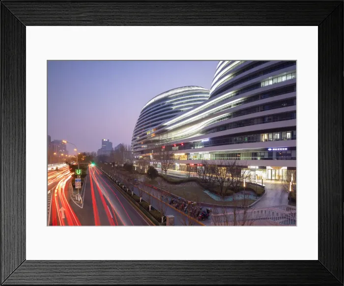Framed Print : Galaxy SOHO (designed by Zaha Hadid) at dusk, Beijing, China Framed Print : Galaxy SOHO (designed by Zaha Hadid) at dusk, Beijing, China