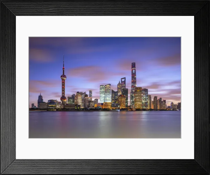 Framed Print : Skyline of Pudong at dawn, Shanghai, China Framed Print : Skyline of Pudong at dawn, Shanghai, China
