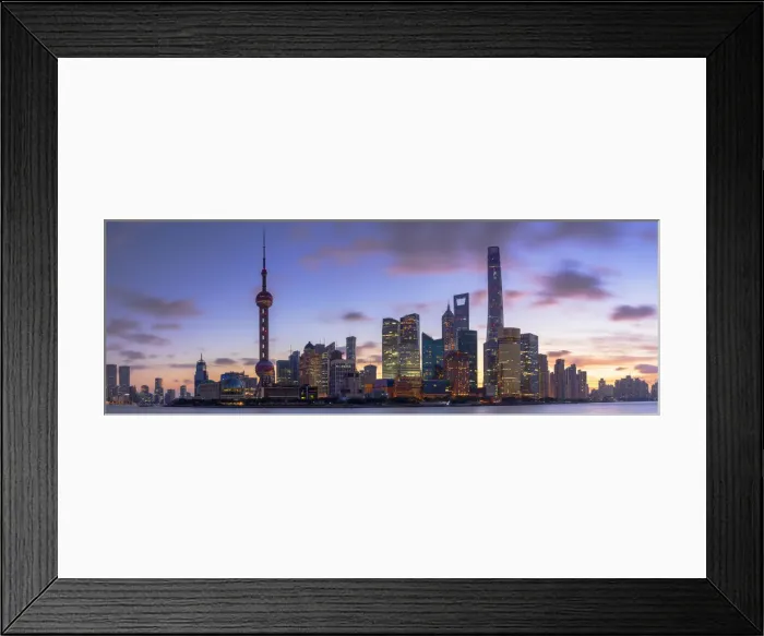 Framed Print : Skyline of Pudong at sunrise, Shanghai, China Framed Print : Skyline of Pudong at sunrise, Shanghai, China