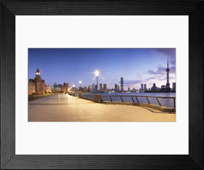 Framed Print : Skyline of Pudong and the Bund at sunrise, Shanghai, China Framed Print : Skyline of Pudong and the Bund at sunrise, Shanghai, China
