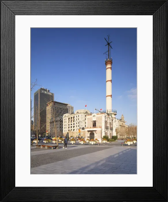 Framed Print : Waitan Observatory and buildings along the Bund, Shanghai, China Framed Print : Waitan Observatory and buildings along the Bund, Shanghai, China