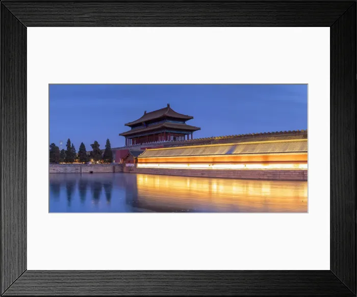 Framed Print : Towers and moat of Forbidden City at dusk, Beijing, China Framed Print : Towers and moat of Forbidden City at dusk, Beijing, China