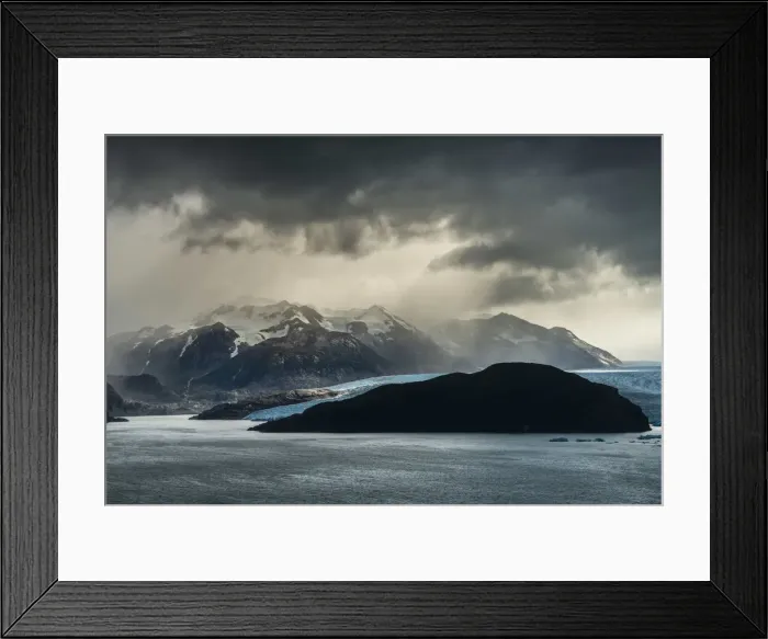 Framed Print : Glacier Grey in dramatic weather, Torres del Paine National Park, Magallanes Region Framed Print : Glacier Grey in dramatic weather, Torres del Paine National Park, Magallanes Region