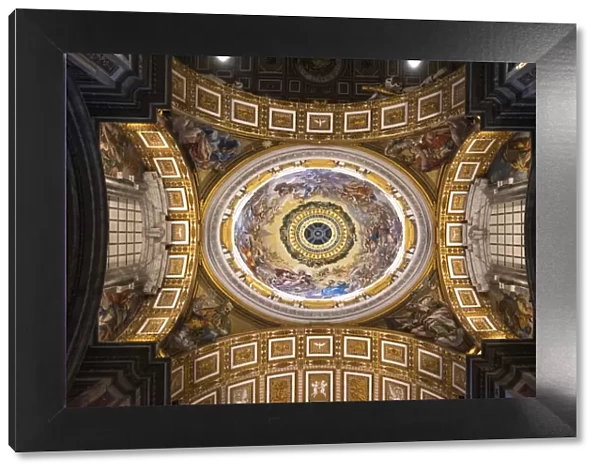 View of the fresco inside Saint Peters Basilica in Rome, Lazio, Italy, Europe