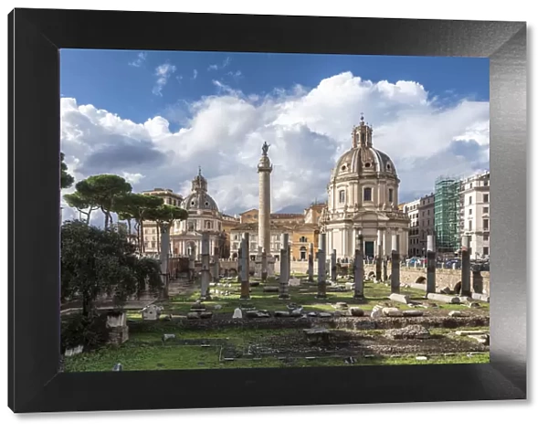 Forum Romanum and in backgrond column of Traiano and the churches of Santa Maria of