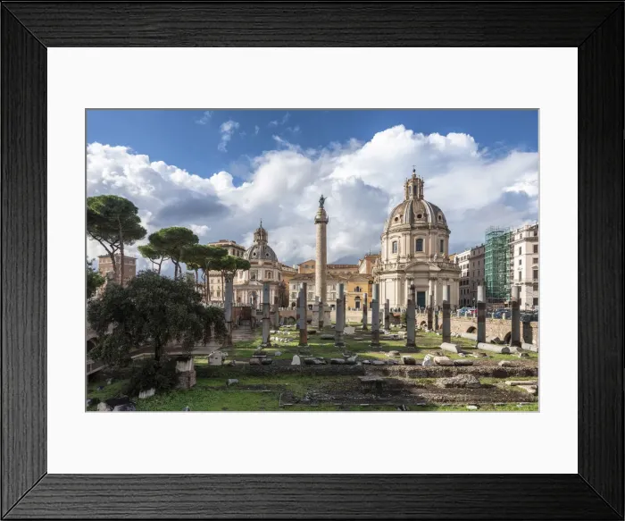 Framed Print : Forum Romanum and in backgrond column of Traiano and the churches of Santa Maria of Framed Print : Forum Romanum and in backgrond column of Traiano and the churches of Santa Maria of