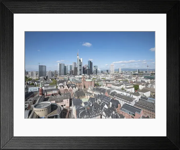 Framed Print : The skyline of Frankfurt from the cathedral of St. Bartolomeo, Germany, Europe Framed Print : The skyline of Frankfurt from the cathedral of St. Bartolomeo, Germany, Europe