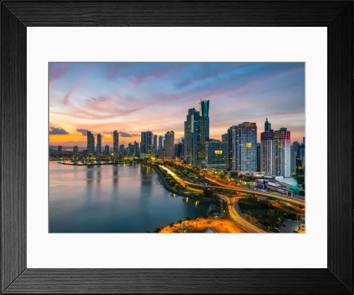 Framed Print : Skyline at dusk. Panama City, Panama, Central America Framed Print : Skyline at dusk. Panama City, Panama, Central America