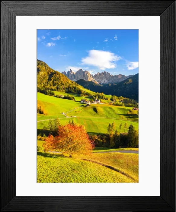 Framed Print : St. Magdalena, Funes Valley, Bolzano, South Tyrol, Trentino Alto Adige, Italy. St Framed Print : St. Magdalena, Funes Valley, Bolzano, South Tyrol, Trentino Alto Adige, Italy. St
