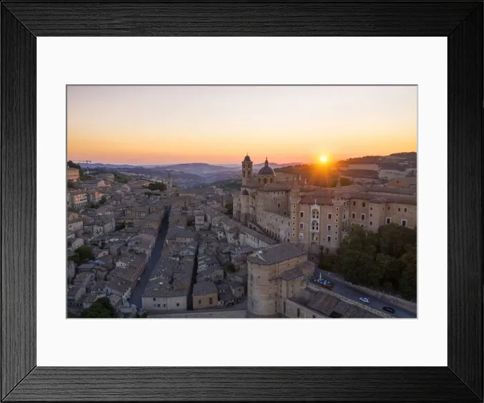 Framed Print : Aerial view of Urbino at sunrise. Urbino, Marche, Italy, Europe Framed Print : Aerial view of Urbino at sunrise. Urbino, Marche, Italy, Europe