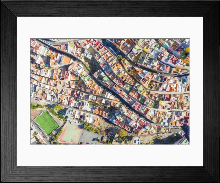Framed Print : Aerial view of colored buildings in the old city of Las Palmas Framed Print : Aerial view of colored buildings in the old city of Las Palmas