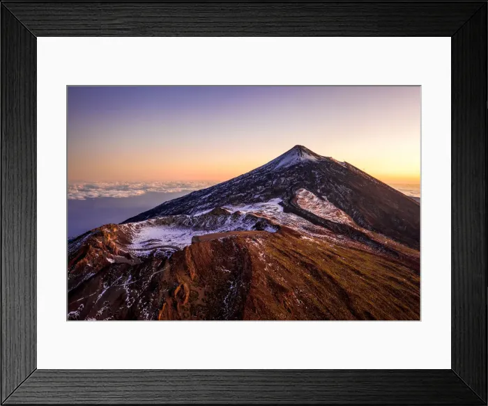 Framed Print : Aerial view of mount Teide and the Pico Viejo at dusk. Teide National Park