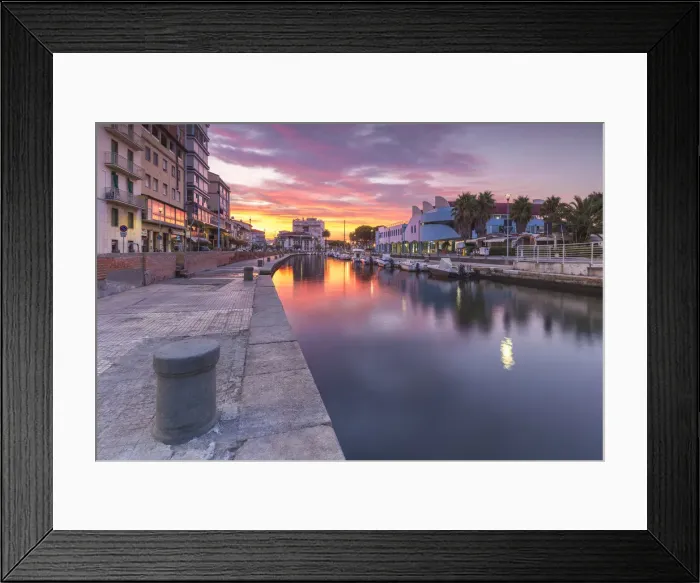 Framed Print : Sunrise on pier and Canale Burlamacca, Viareggio, Lucca province, Versilia, Tuscany Framed Print : Sunrise on pier and Canale Burlamacca, Viareggio, Lucca province, Versilia, Tuscany