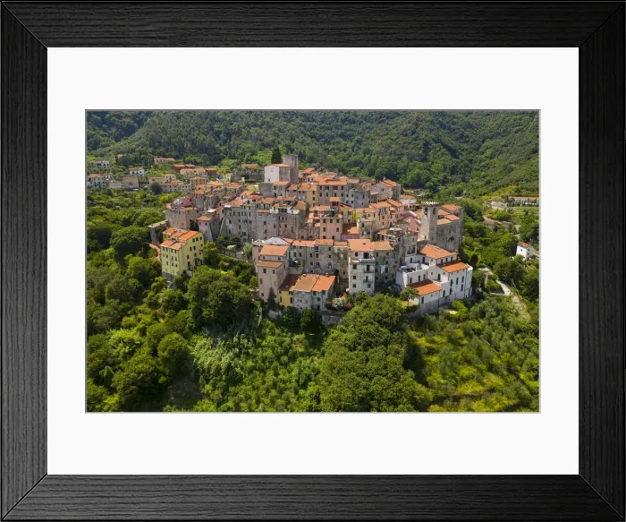 Framed Print : Aerial view of the historic centre of Ameglia, La Spezia province, Liguri, Italy, Europe Framed Print : Aerial view of the historic centre of Ameglia, La Spezia province, Liguri, Italy, Europe