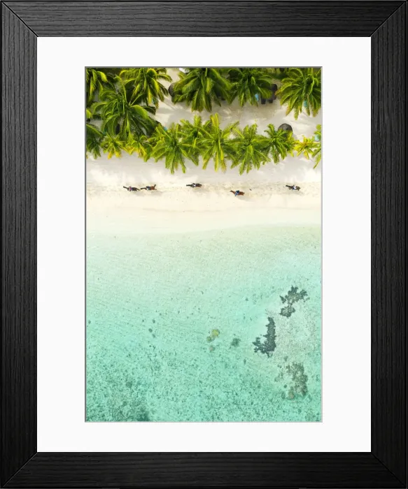 Framed Print : Five horses and people walking on the beach, Unesco World Heritage Site, Mauritius Framed Print : Five horses and people walking on the beach, Unesco World Heritage Site, Mauritius