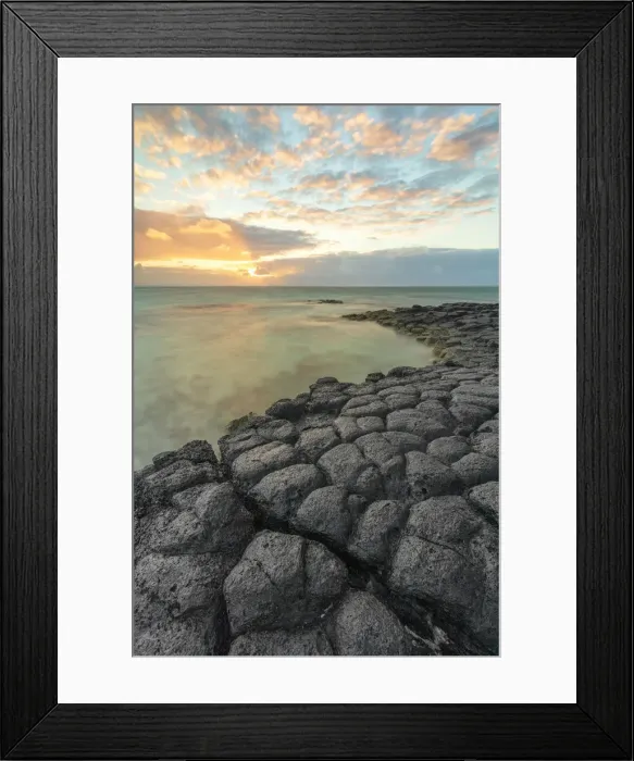 Framed Print : a magical sunrise whit basaltic stone, Trou d Eau Douce, Mauritius, Indian Ocean Framed Print : a magical sunrise whit basaltic stone, Trou d Eau Douce, Mauritius, Indian Ocean