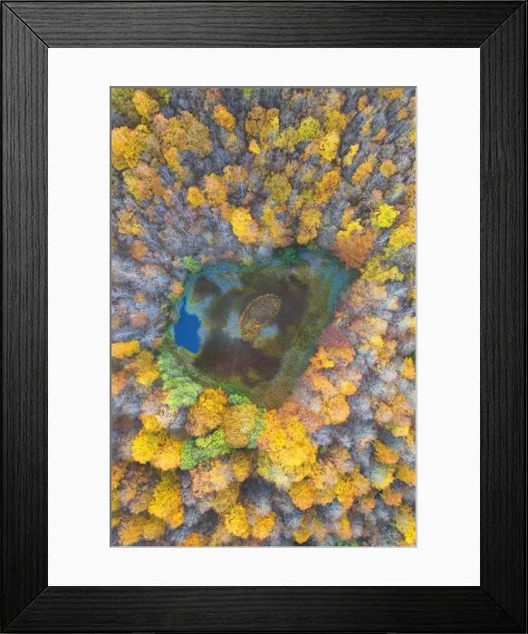 Framed Print : aerial view of the forest and lake with autumn colors, tuscan-emilian apennine national Framed Print : aerial view of the forest and lake with autumn colors, tuscan-emilian apennine national