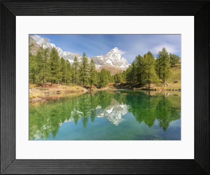 Framed Print : first day of autumn at Blu Lake, Cervinia, Valtournenche, Aosta province, Aosta Valley Framed Print : first day of autumn at Blu Lake, Cervinia, Valtournenche, Aosta province, Aosta Valley