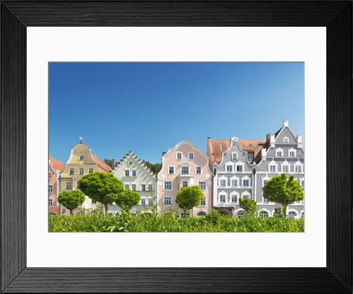 Framed Print : The typical bavarian Facades in the oldtown of Landshut, Landshut, Lower Bavaria, Bavaria Framed Print : The typical bavarian Facades in the oldtown of Landshut, Landshut, Lower Bavaria, Bavaria
