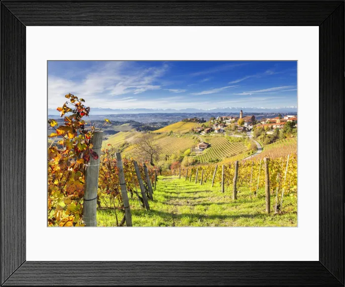 Framed Print : Village of Treiso during autumn. Barbaresco region, Piedmont, Italy, Europe Framed Print : Village of Treiso during autumn. Barbaresco region, Piedmont, Italy, Europe