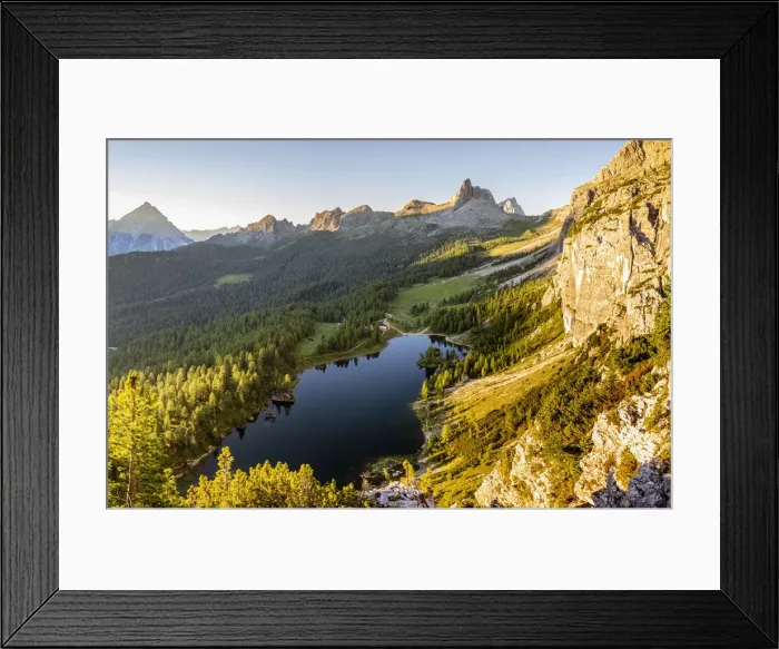 Framed Print : Italy, Veneto, Belluno district, Cortina d Ampezzo, elevated view of lake Federa