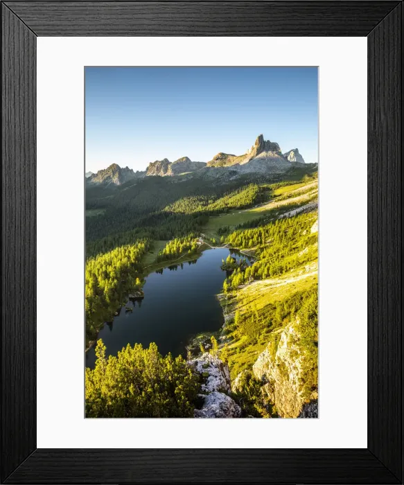 Framed Print : Italy, Veneto, Belluno district, Cortina d Ampezzo, elevated view of lake Federa Framed Print : Italy, Veneto, Belluno district, Cortina d Ampezzo, elevated view of lake Federa