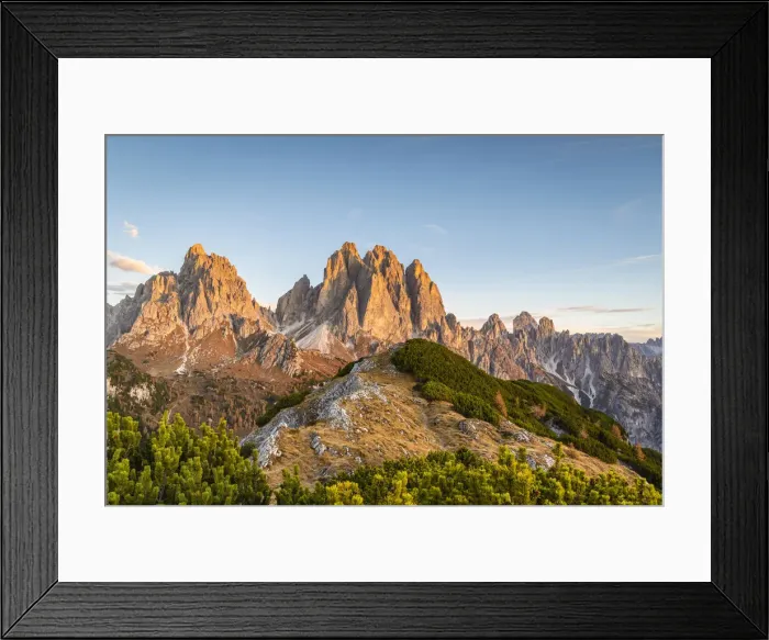 Framed Print : Italy, Veneto, Belluno district, Auronzo di Cadore, the Cadini di Misurina group at sunrise Framed Print : Italy, Veneto, Belluno district, Auronzo di Cadore, the Cadini di Misurina group at sunrise