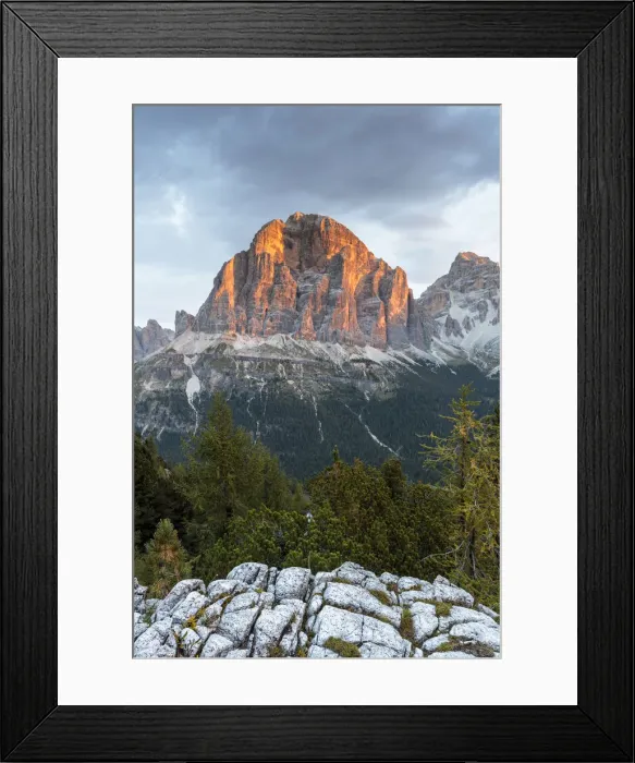 Framed Print : Italy, Veneto, Belluno district, Boite valley, mount Tofana di Rozes at sunrise Framed Print : Italy, Veneto, Belluno district, Boite valley, mount Tofana di Rozes at sunrise