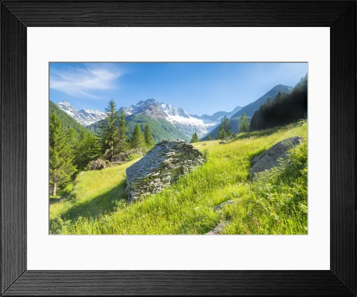 Framed Print : Pastures of Ca Novi, Valmalenco, Valtellina, province of Sondrio, Lombardy, Italian alps Framed Print : Pastures of Ca Novi, Valmalenco, Valtellina, province of Sondrio, Lombardy, Italian alps