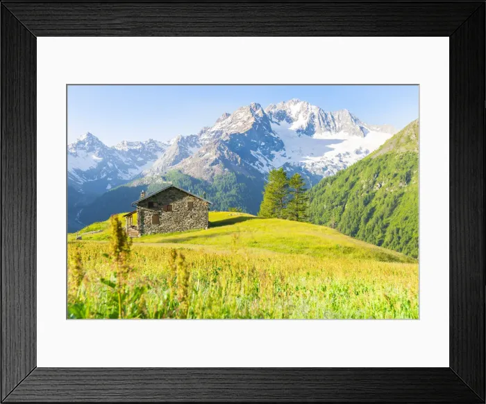 Framed Print : Alpe dell Oro and Monte Disgrazia, Valmalenco, Valtellina, province of Sondrio, Lombardy