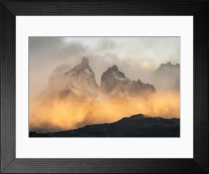Framed Print : Close-up on Paine Horns and Cerro Paine at sunrise. Torres del Paine National Park Framed Print : Close-up on Paine Horns and Cerro Paine at sunrise. Torres del Paine National Park