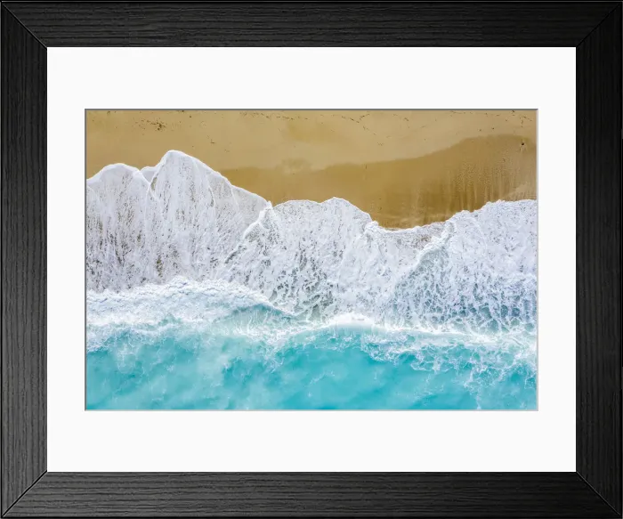 Framed Print : Aerial view of beach and waves. Lefkada, Ionian Islands region, Greece