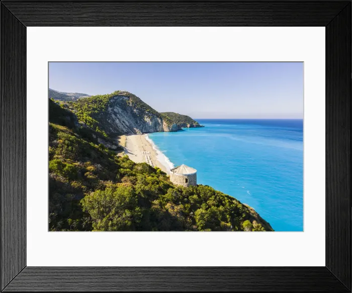 Framed Print : Tower above Milos Beach, Agios Nikitas, Lefkada, Ionian Islands region, Greece Framed Print : Tower above Milos Beach, Agios Nikitas, Lefkada, Ionian Islands region, Greece