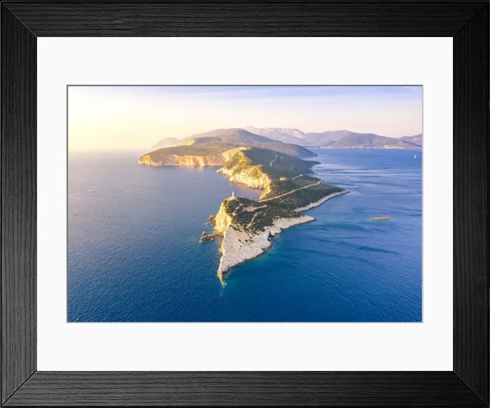 Framed Print : Aerial view of the lighthouse of Cape Lefkatas, Lefkada, Ionian Islands region, Greece