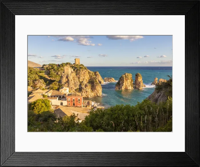Framed Print : The old Tonnara and the famous stacks of Scopello, Trapani province, Sicily, Italy Framed Print : The old Tonnara and the famous stacks of Scopello, Trapani province, Sicily, Italy