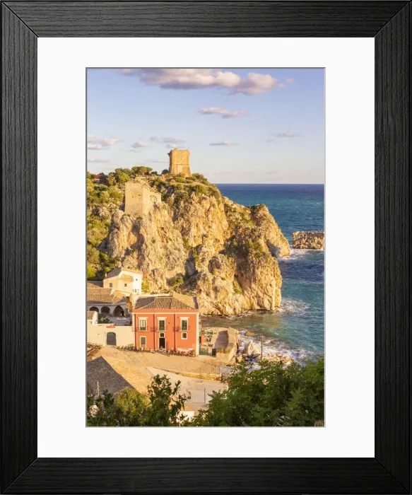 Framed Print : The old Tonnara on the hill of Scopello, Trapani province, Sicily, Italy Framed Print : The old Tonnara on the hill of Scopello, Trapani province, Sicily, Italy