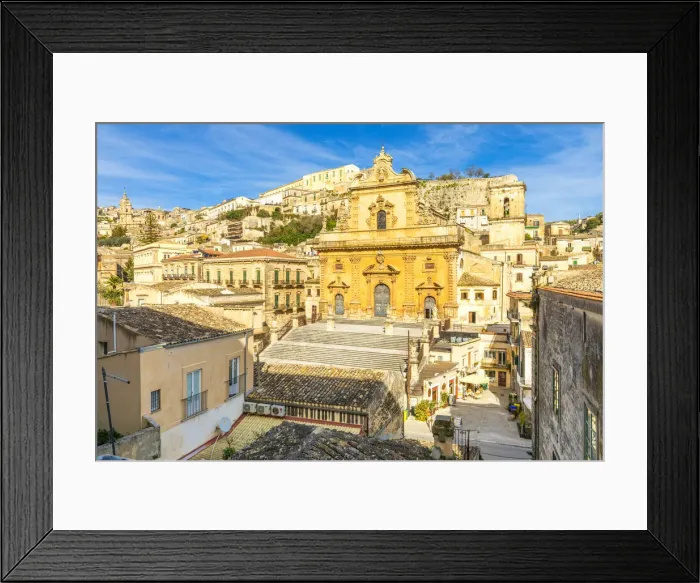 Framed Print : St Peter church in Modica viewed from an elevated terrace, Modica, Ragusa province Framed Print : St Peter church in Modica viewed from an elevated terrace, Modica, Ragusa province
