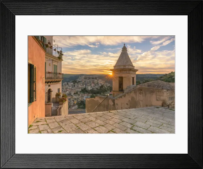 Framed Print : Close up of the bell tower of Santa Maria delle scale church Framed Print : Close up of the bell tower of Santa Maria delle scale church