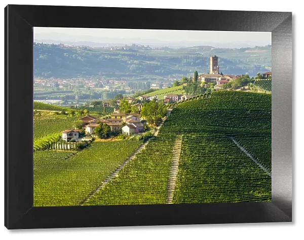 Classic viewpoint on Barbaresco in Langhe, Barbaresco, Piedmont, Italy