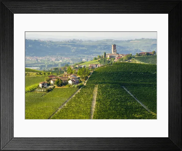 Framed Print : Classic viewpoint on Barbaresco in Langhe, Barbaresco, Piedmont, Italy Framed Print : Classic viewpoint on Barbaresco in Langhe, Barbaresco, Piedmont, Italy