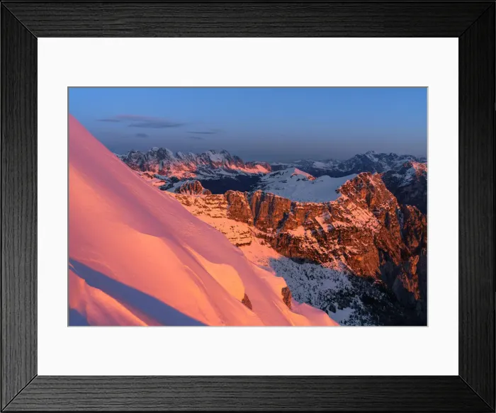 Framed Print : Sunrise on the top of Pizzocco Mount, Belluno province, Italy, Europe Framed Print : Sunrise on the top of Pizzocco Mount, Belluno province, Italy, Europe